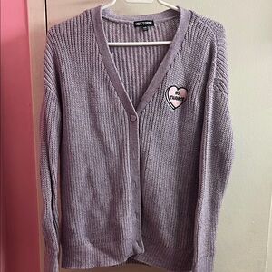 Hot Topic Light Purple Cardigan with Heart Patch